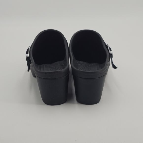 Crocs Black 'Sarah' High Heel Mule Clogs Slip On Shoes - Size 7 - Picture 4 of 12